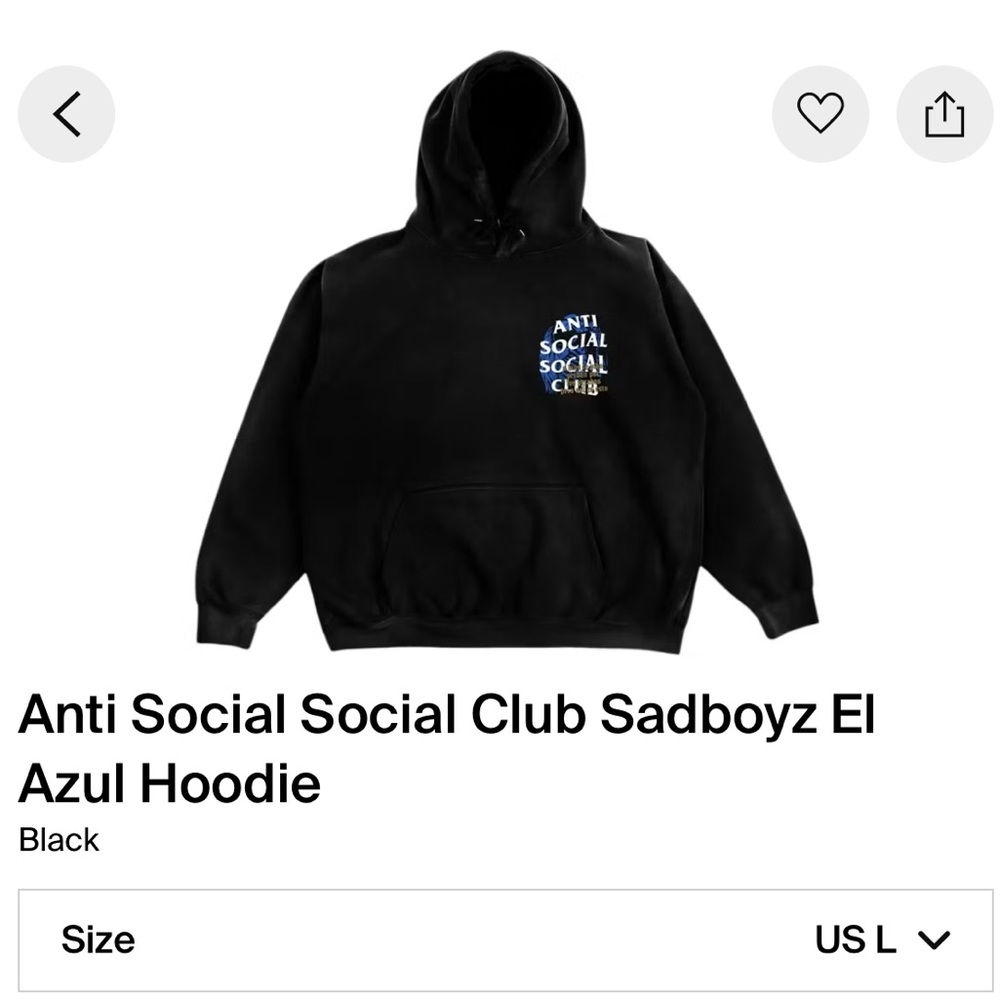 Anti Social Social Club Black Hoodie with Blue and White Logo